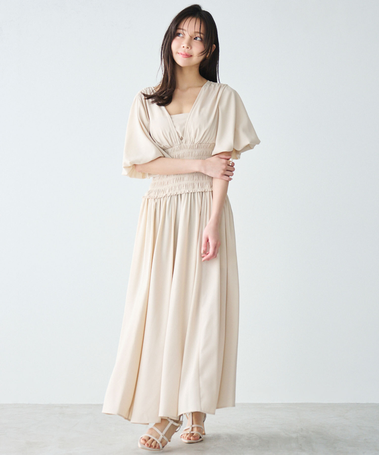 [預購] Aimeine V領抓皺洋裝