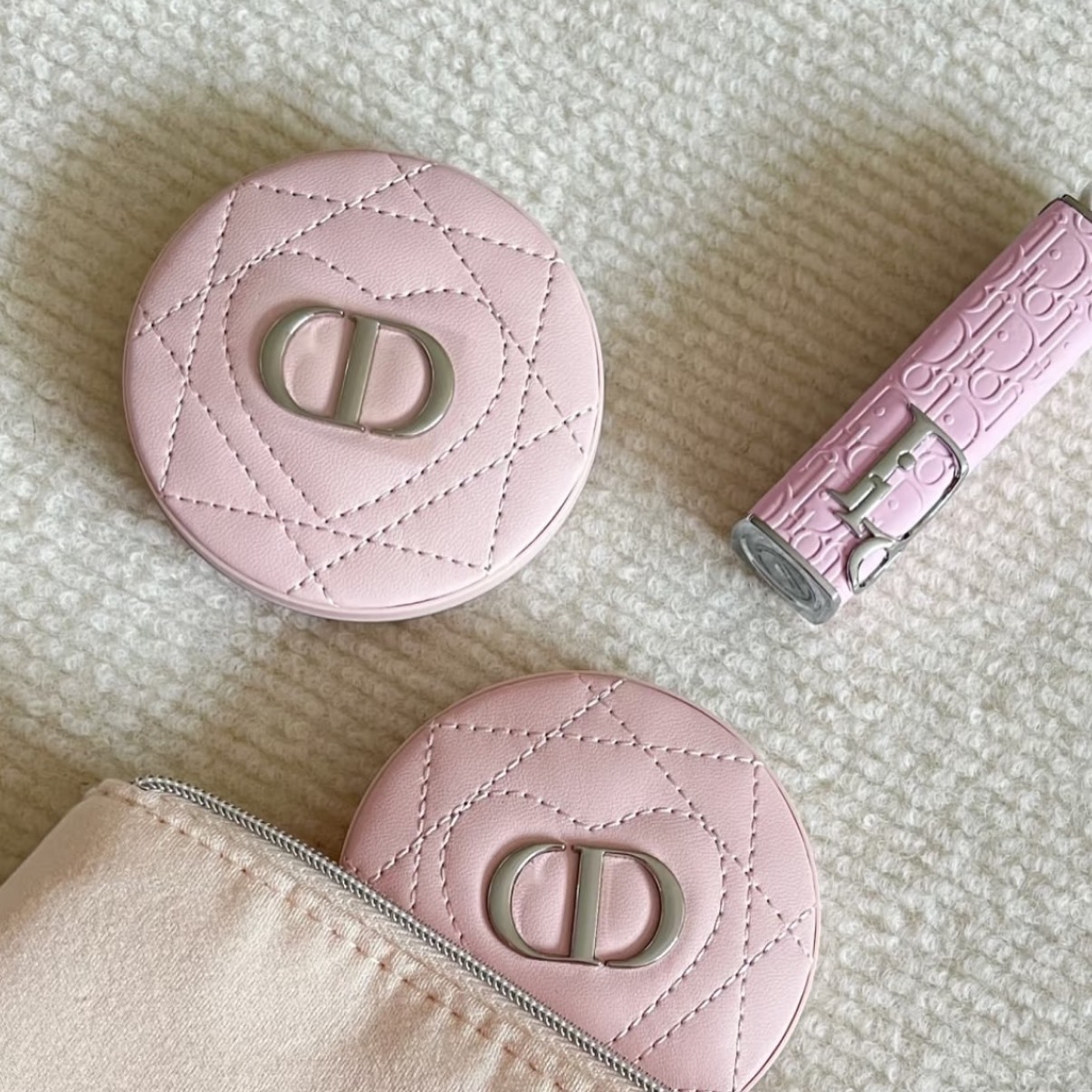 情人節限定 DIOR 千鳥皮革 雙面鏡