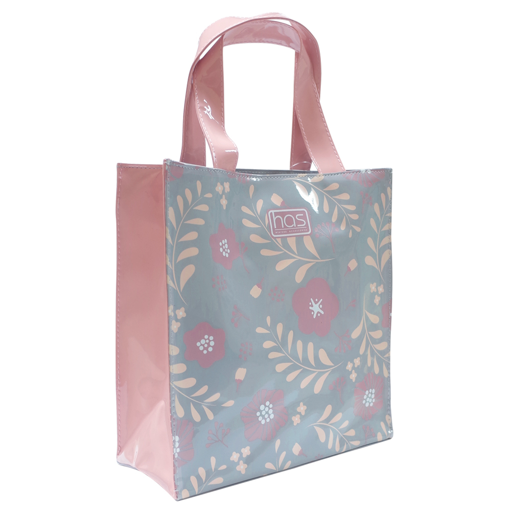 HAS亮面輕巧托特包(粉漾花沁)
