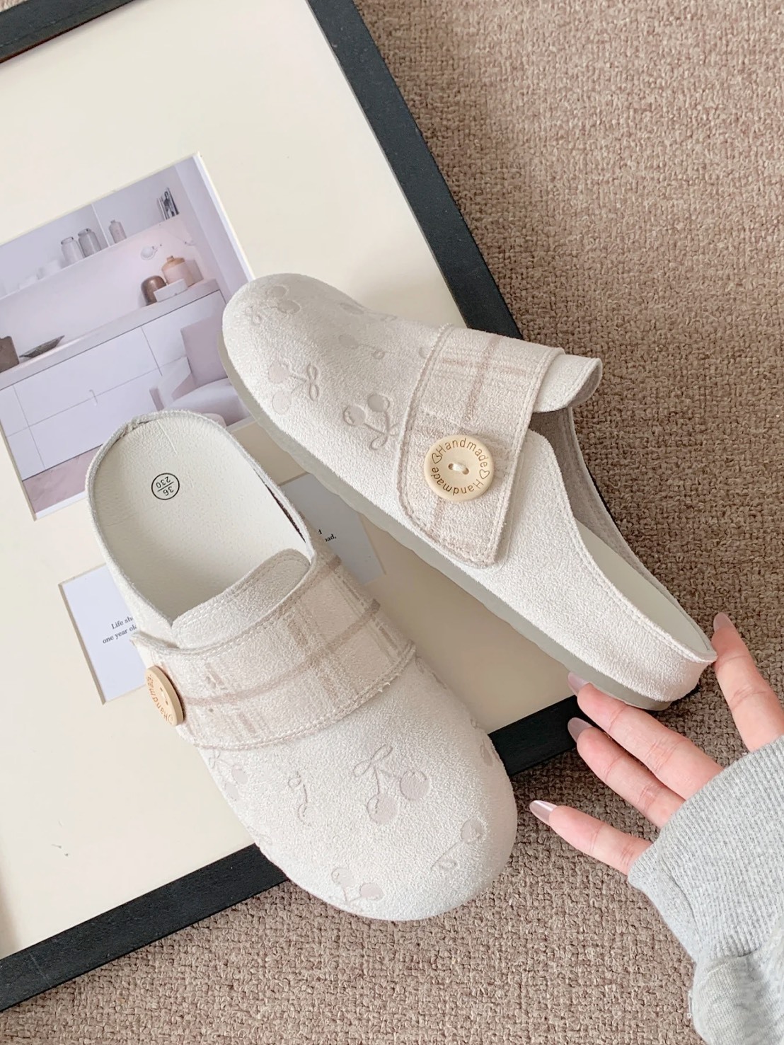 OBWA 韓版 防磨半包 小櫻桃 勃肯拖