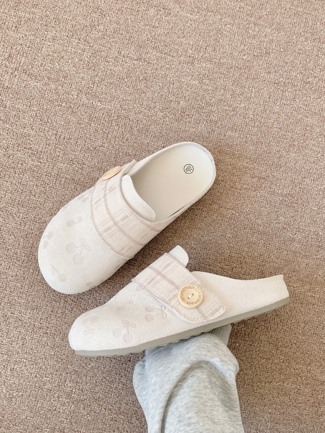 OBWA 韓版 防磨半包 小櫻桃 勃肯拖