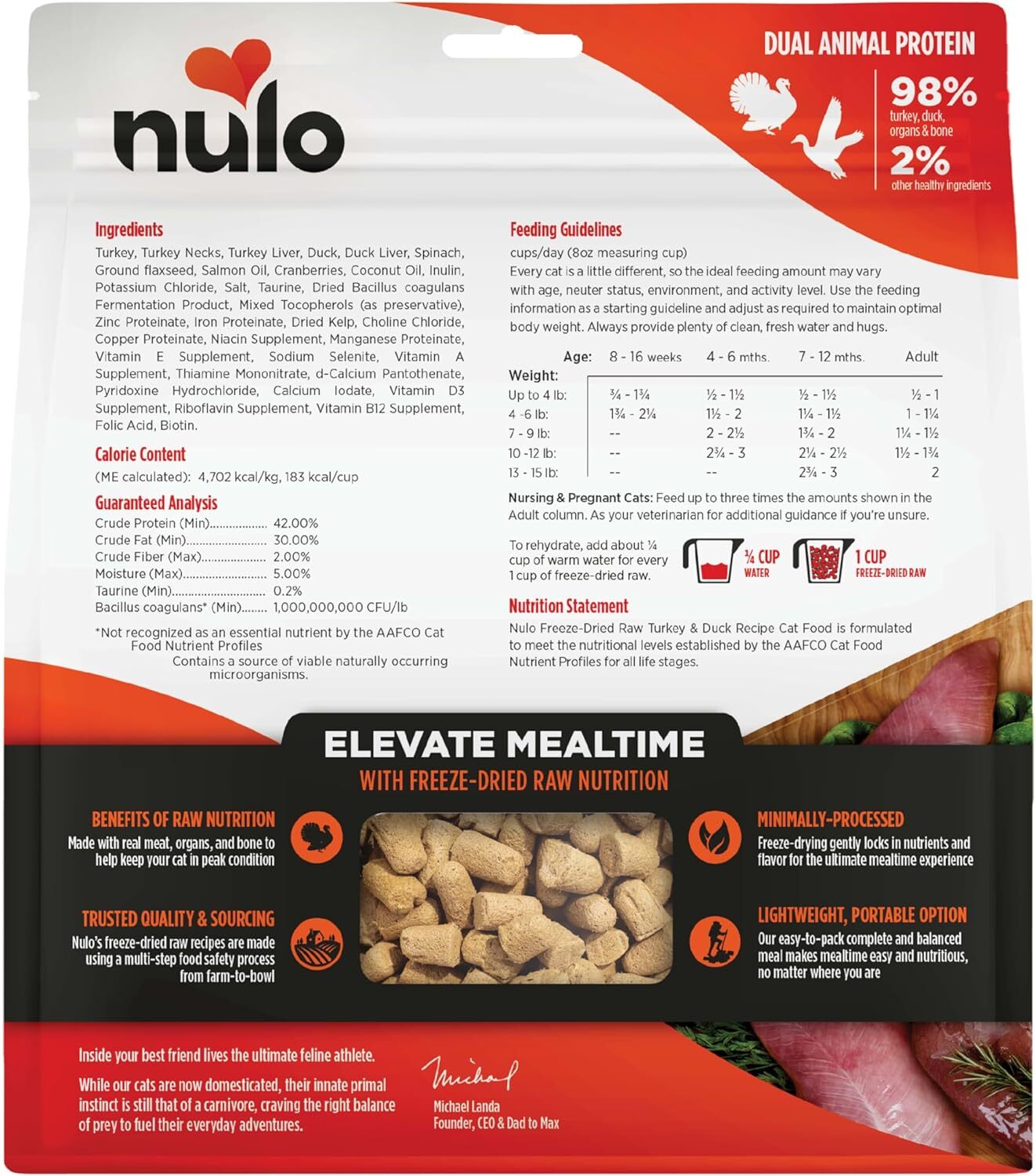 Nulo 凍乾脫水無穀物貓糧系列．火雞+鴨肉16oz