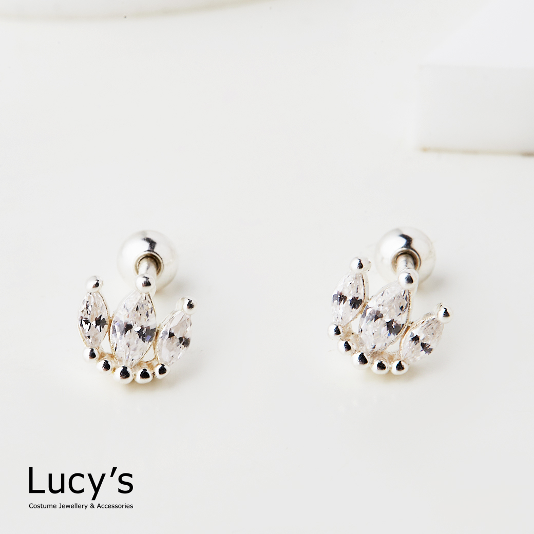 925純銀 花冠 轉珠耳環 (113681)