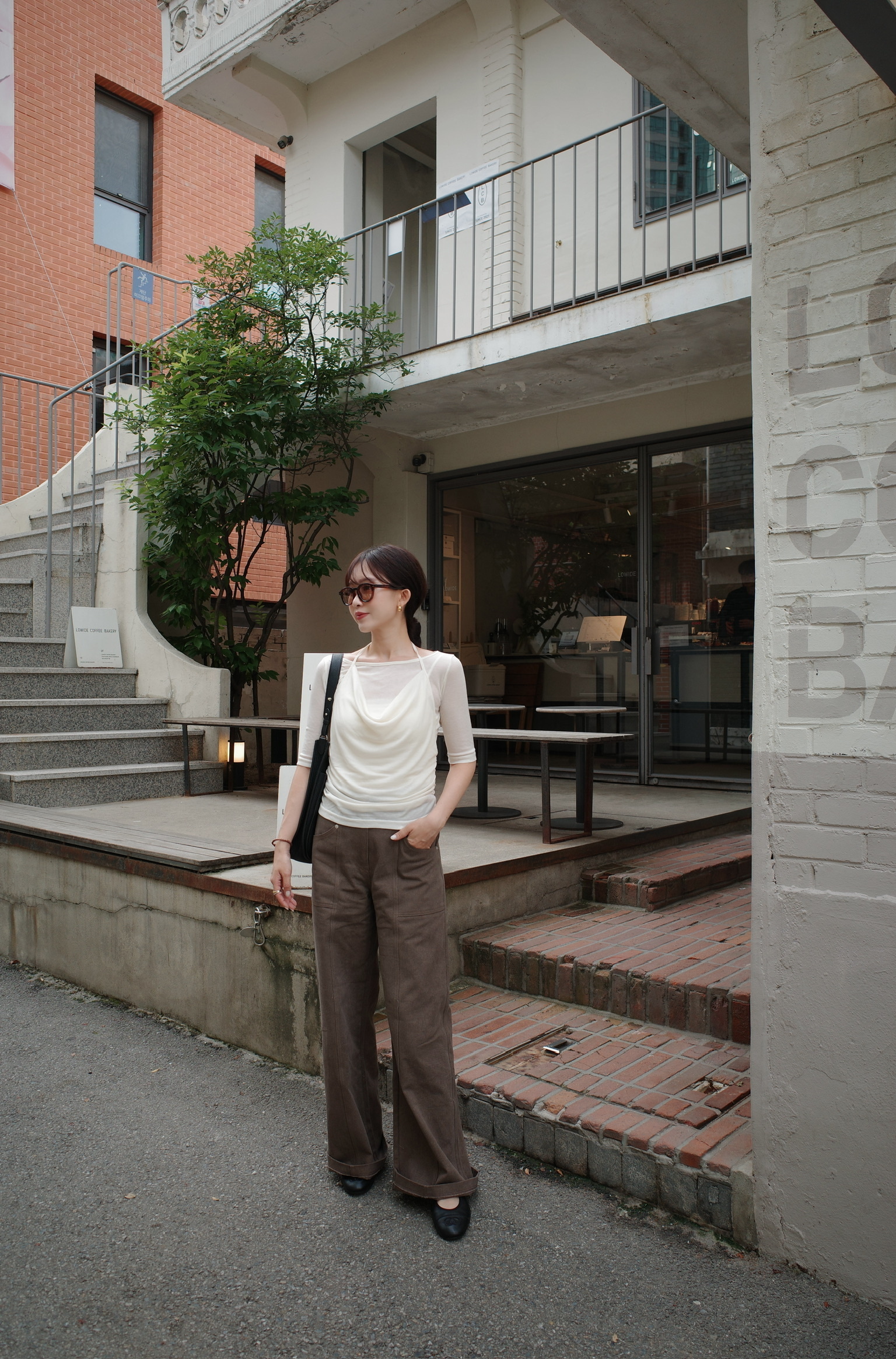 【韓國連線款】純色車線口袋直筒寬褲