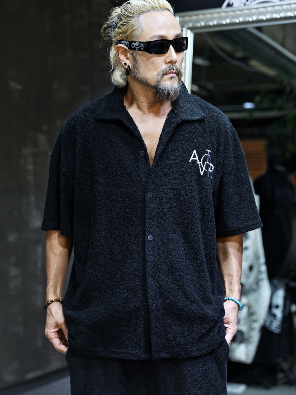 刺繡粗毛圈毛巾短袖襯衫