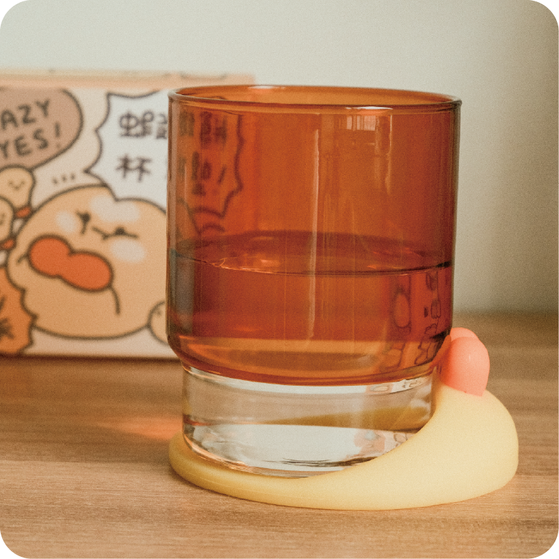 蝦餅矽膠造型杯墊