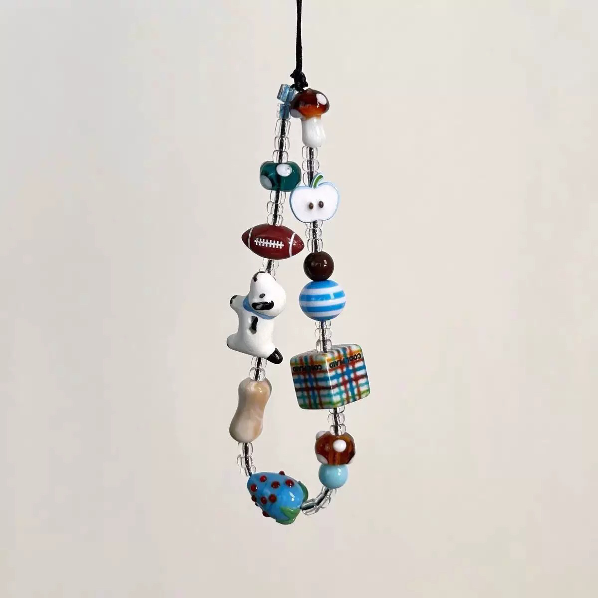 方塊陶瓷小狗手機掛繩