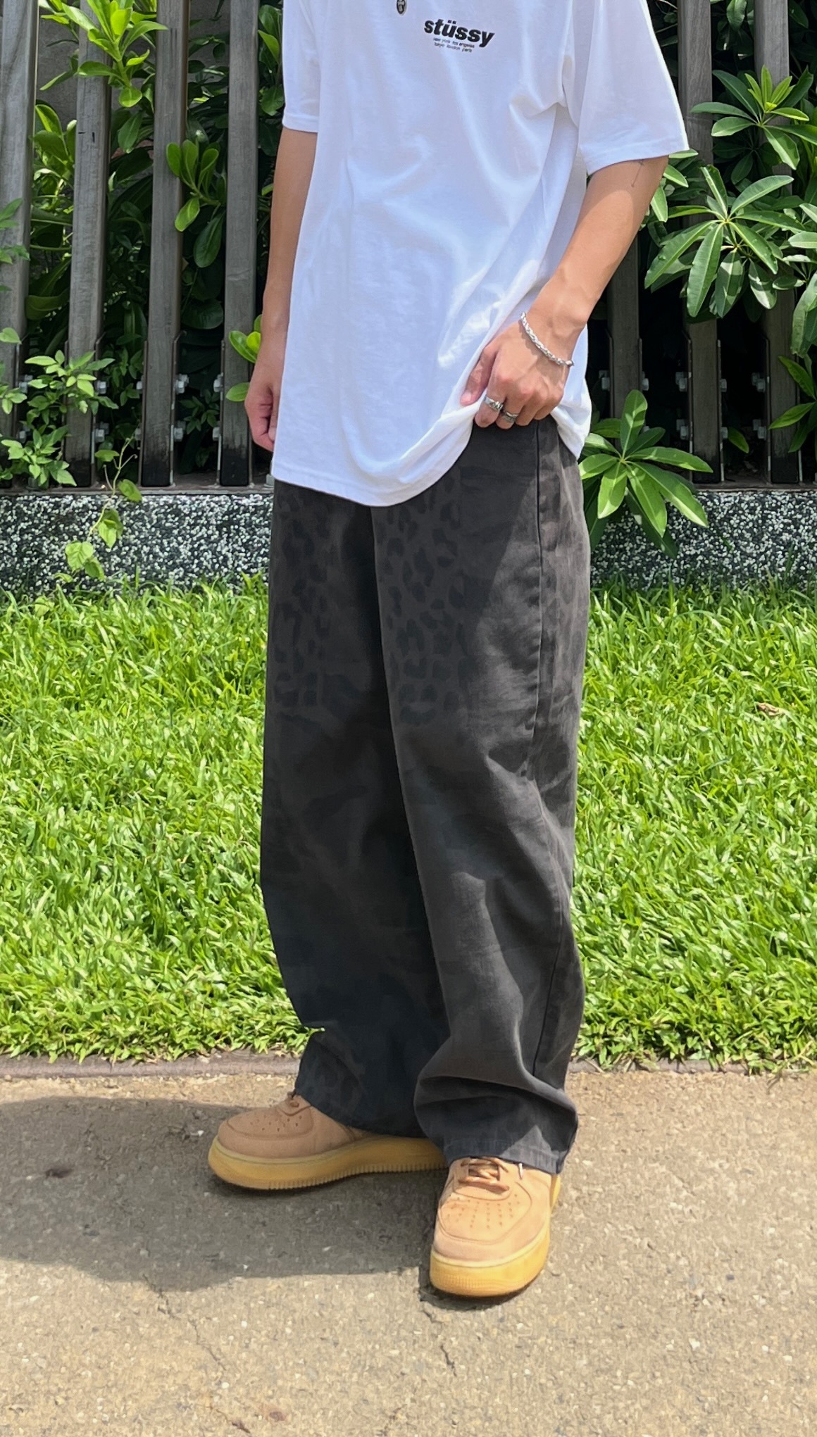 正韓 街頭迷彩豹紋寬褲