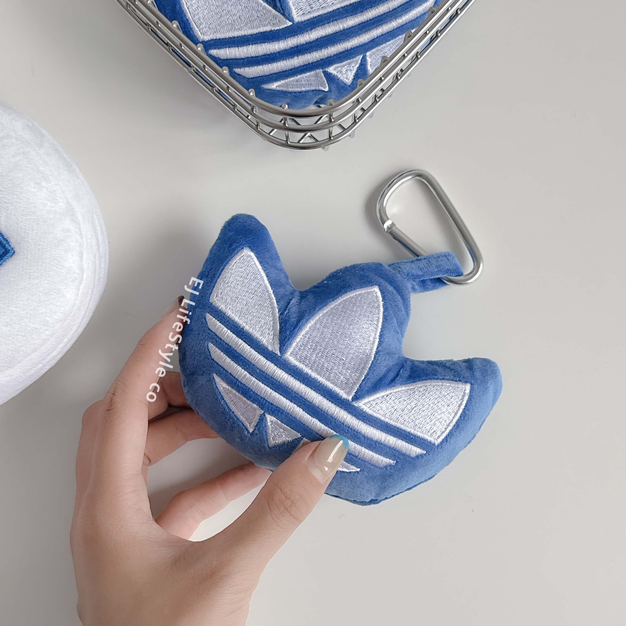 ADIDAS 三葉草 環保購物袋 收納袋 吊飾 水藍 手提袋 防潑水 / 現貨