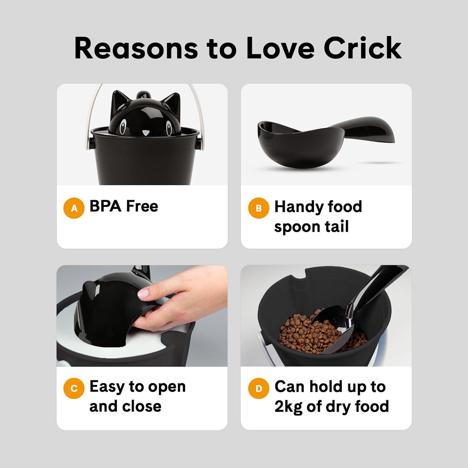 United Pets - Crick Pet Food Storage Container (Black)