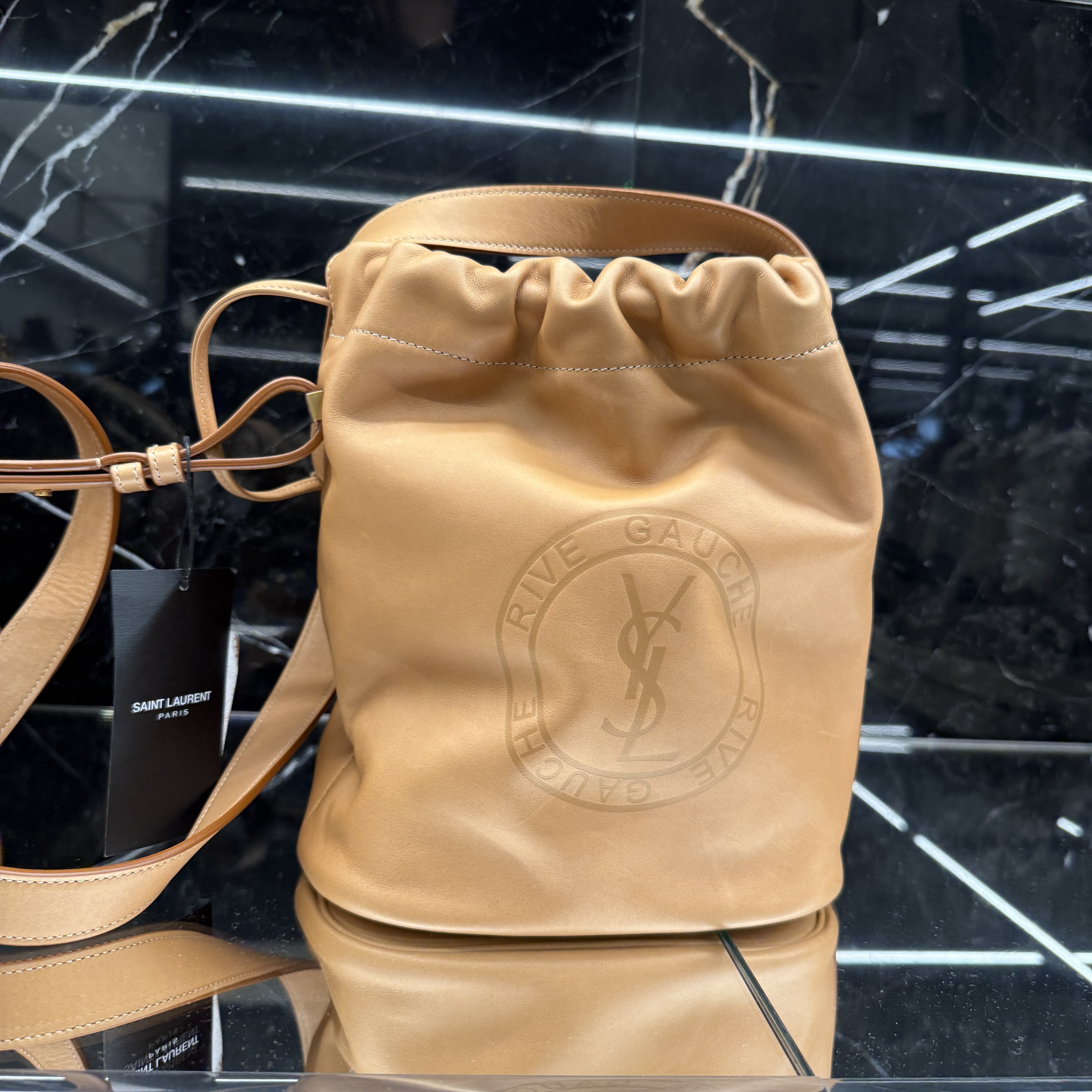 Saint Laurent Rive Gauche Calfskin Bucket Bag Ginger 710261