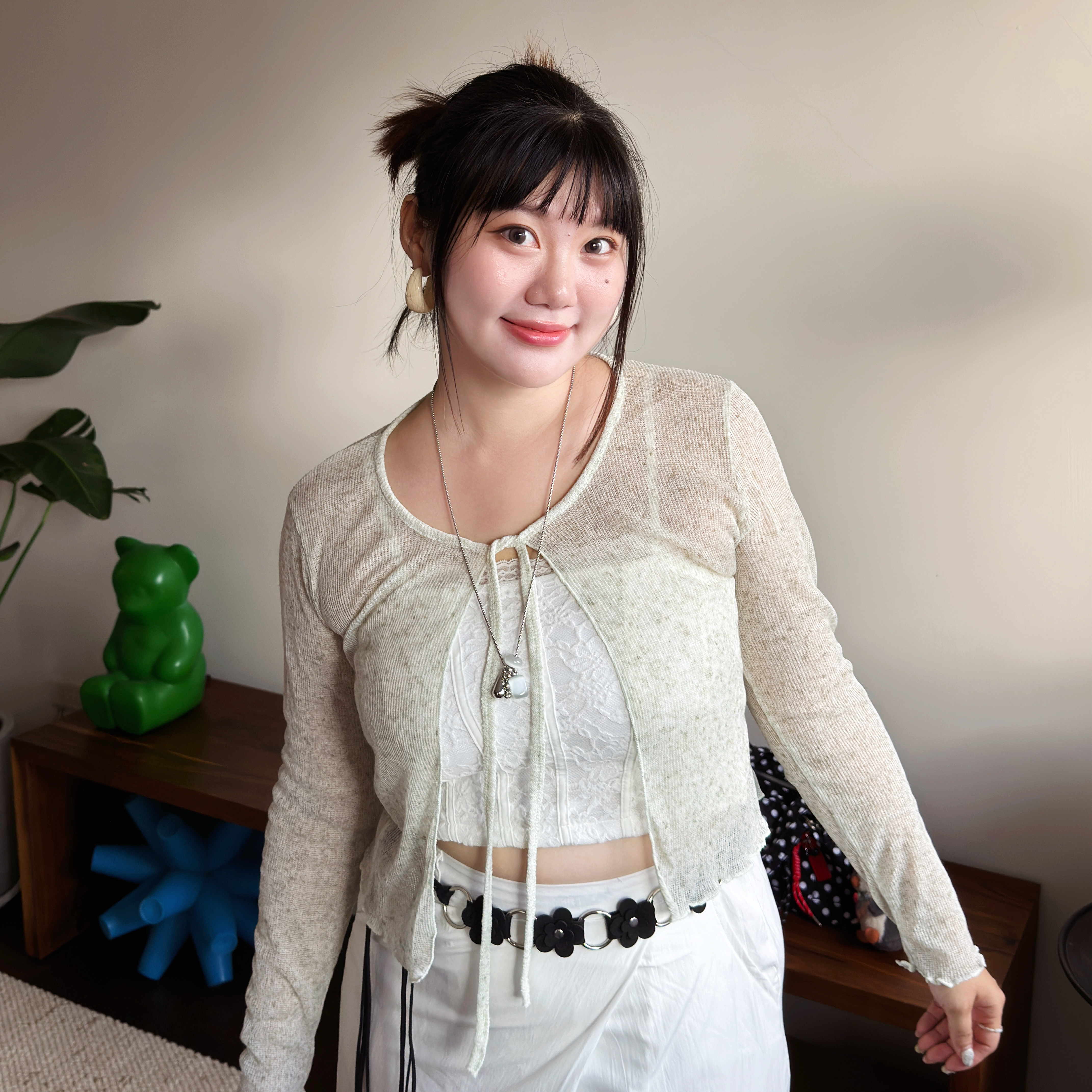 A5 ✨闆娘推薦✨清涼柔光 薄款綁帶針織開衫（四色）