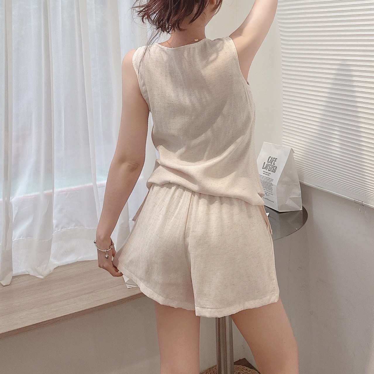 排口層次棉麻套裝/單一色