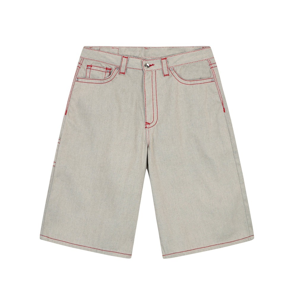 LUSIVE｜粗線星芒口袋七分短褲 Heavy Stitch Star Pocket Shorts (White)