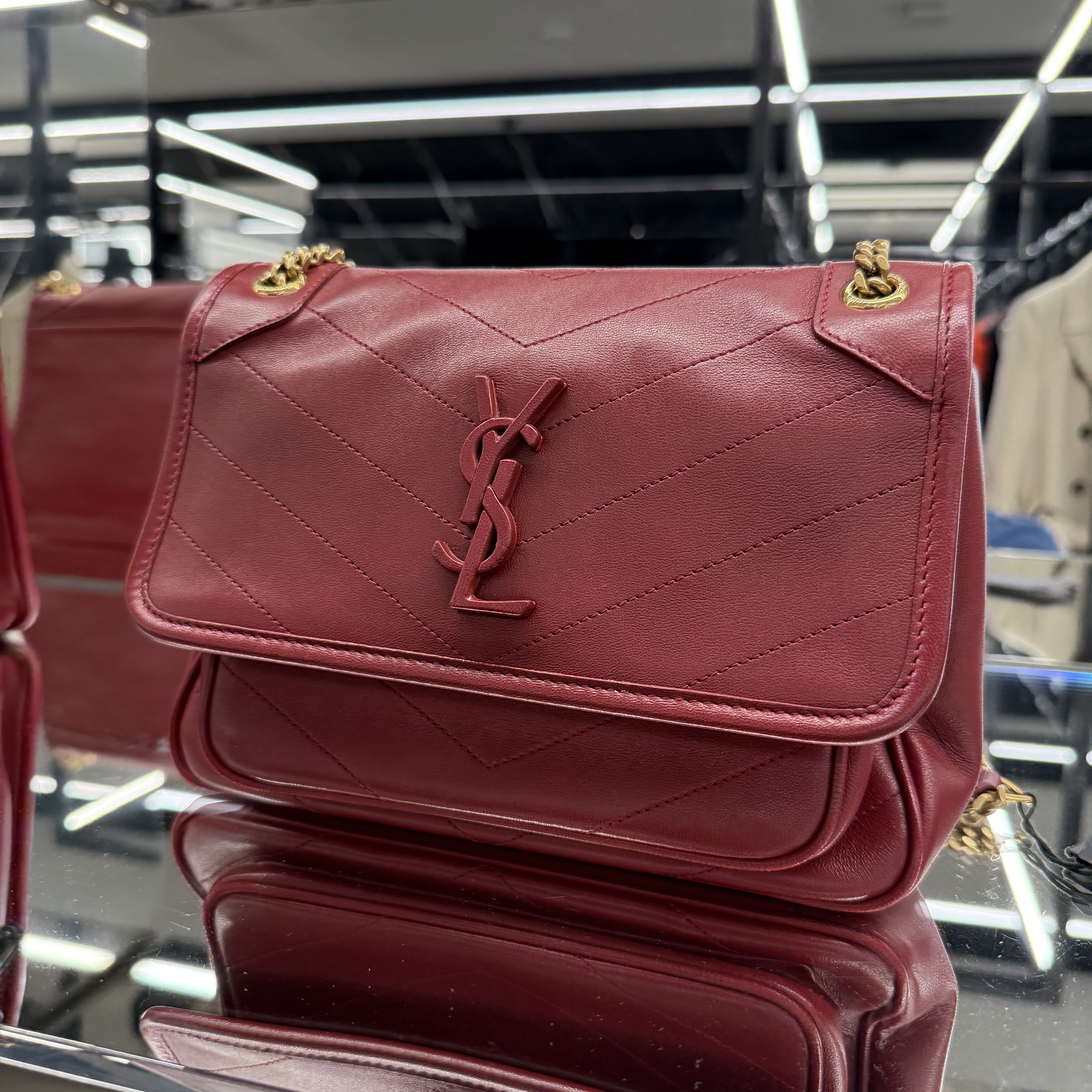 Saint Laurent Lamb skin Niki chain bag Red 633160