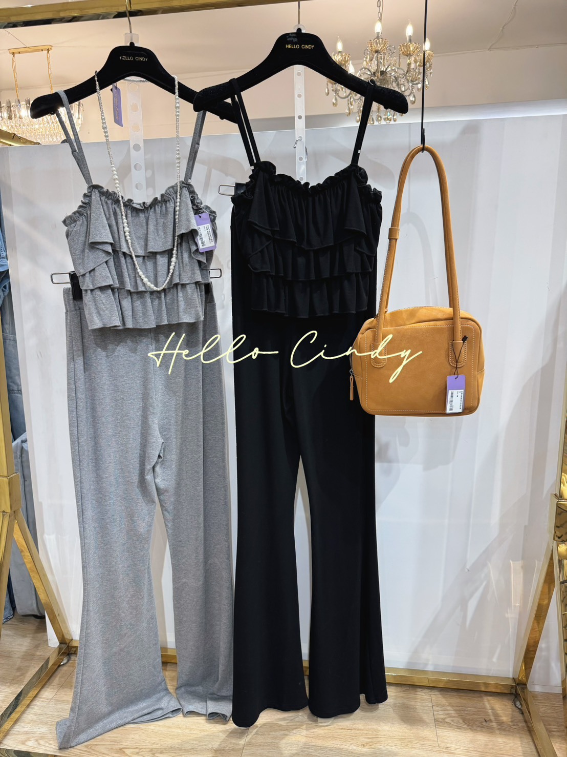 Baby系列 B08072 現貨+預購-超甜美荷葉背心上衣+長褲組