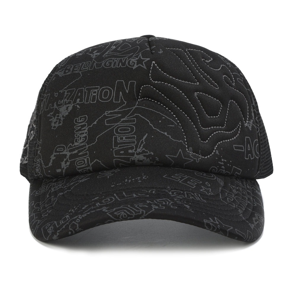 LUSIVE｜暗語塗鴉刺繡網帽 Graffiti Cipher Embroidered Trucker Cap (Black)