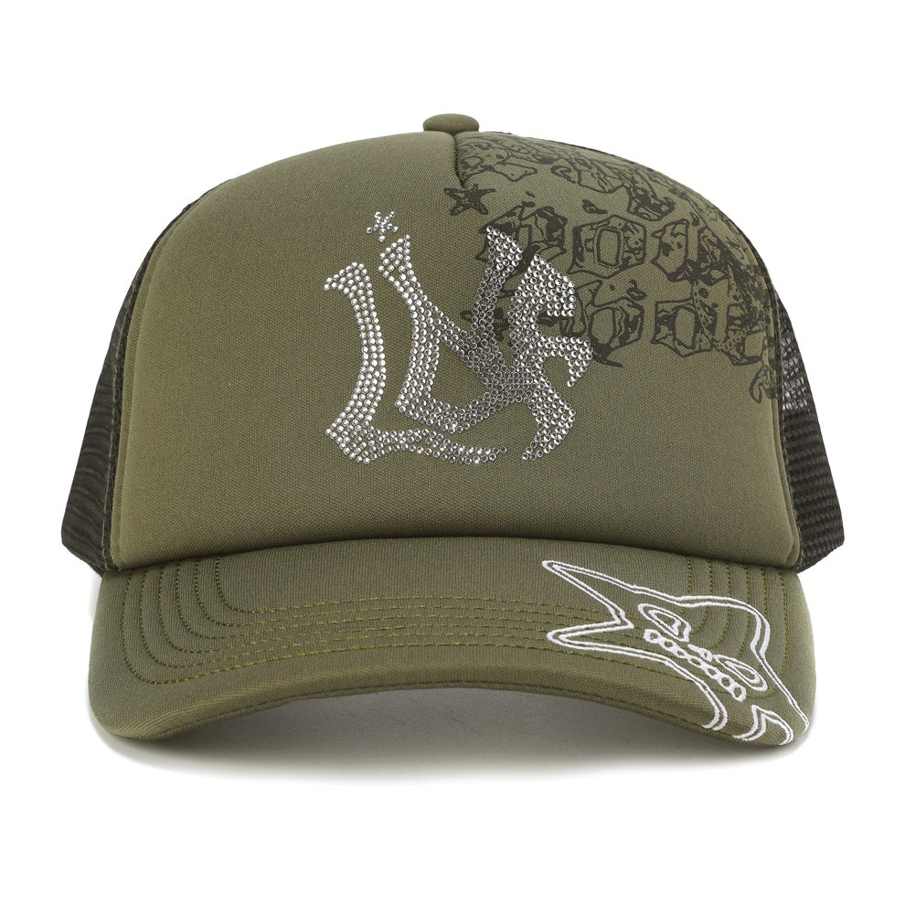 LUSIVE｜暗語塗鴉刺繡網帽 Graffiti Cipher Embroidered Trucker Cap (Army Green)