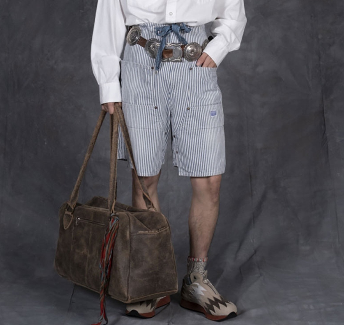 8/21 RELEASE: KAPITAL 2025 10oz HICKORY W KNEE EASY SHORTS - PRE ORDER ITEM (預訂中)