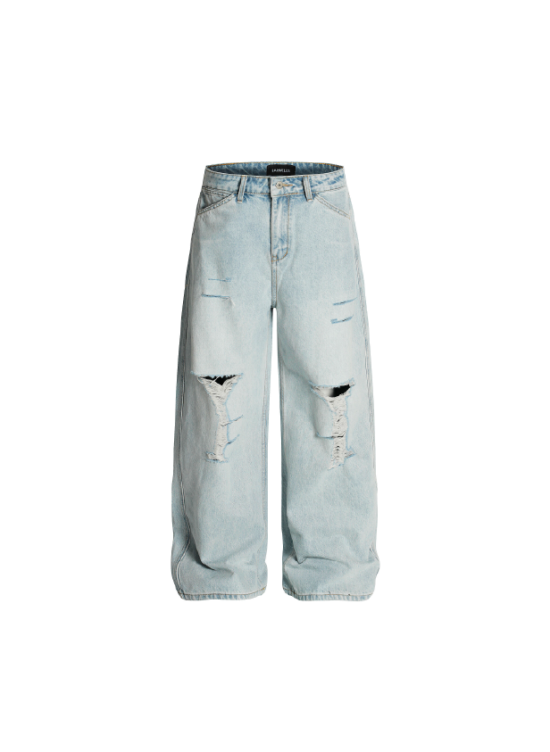 - SIMPLEACTION - 美式高街水洗破洞牛仔褲