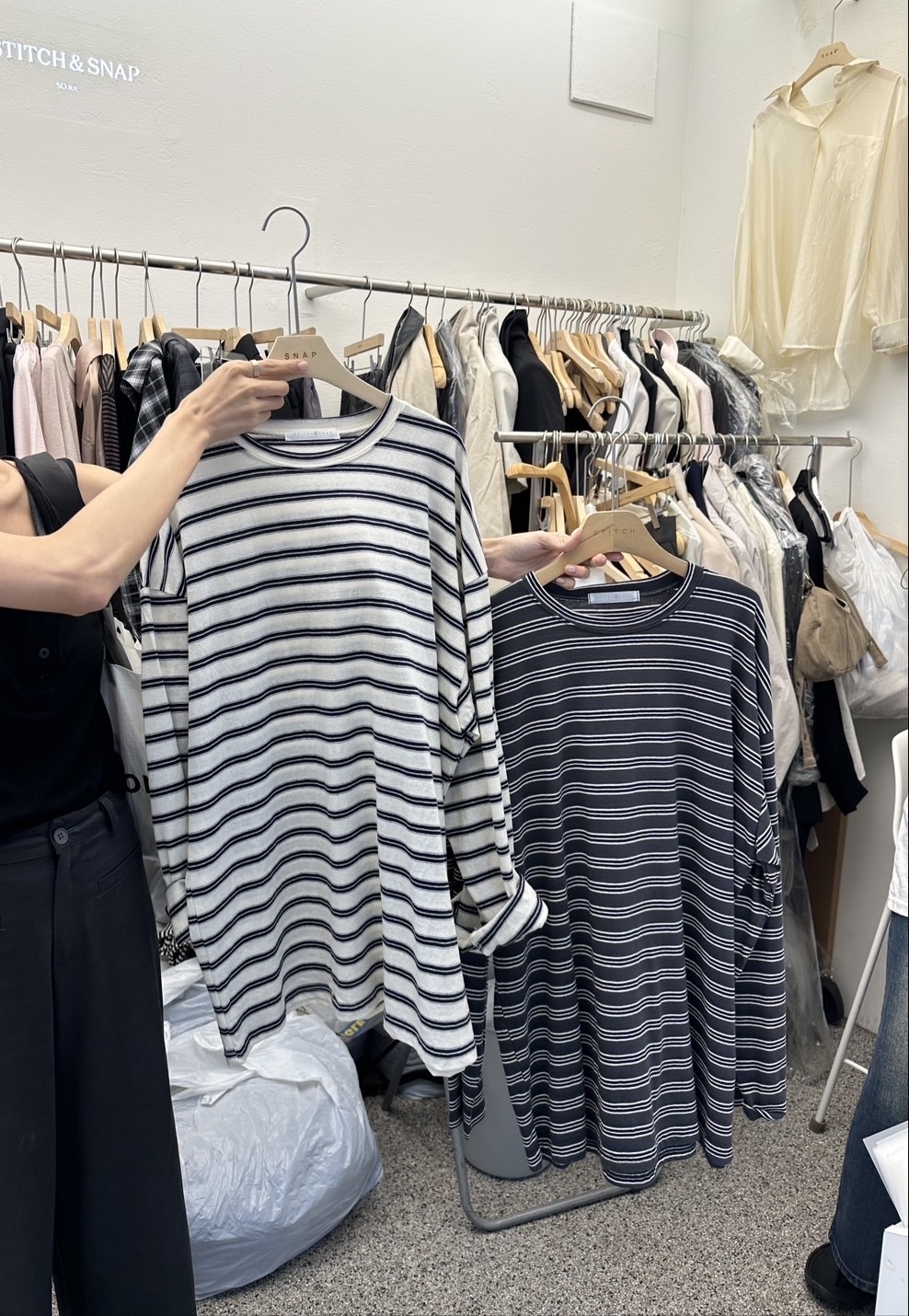 【韓國連線款】長版條紋薄長袖T