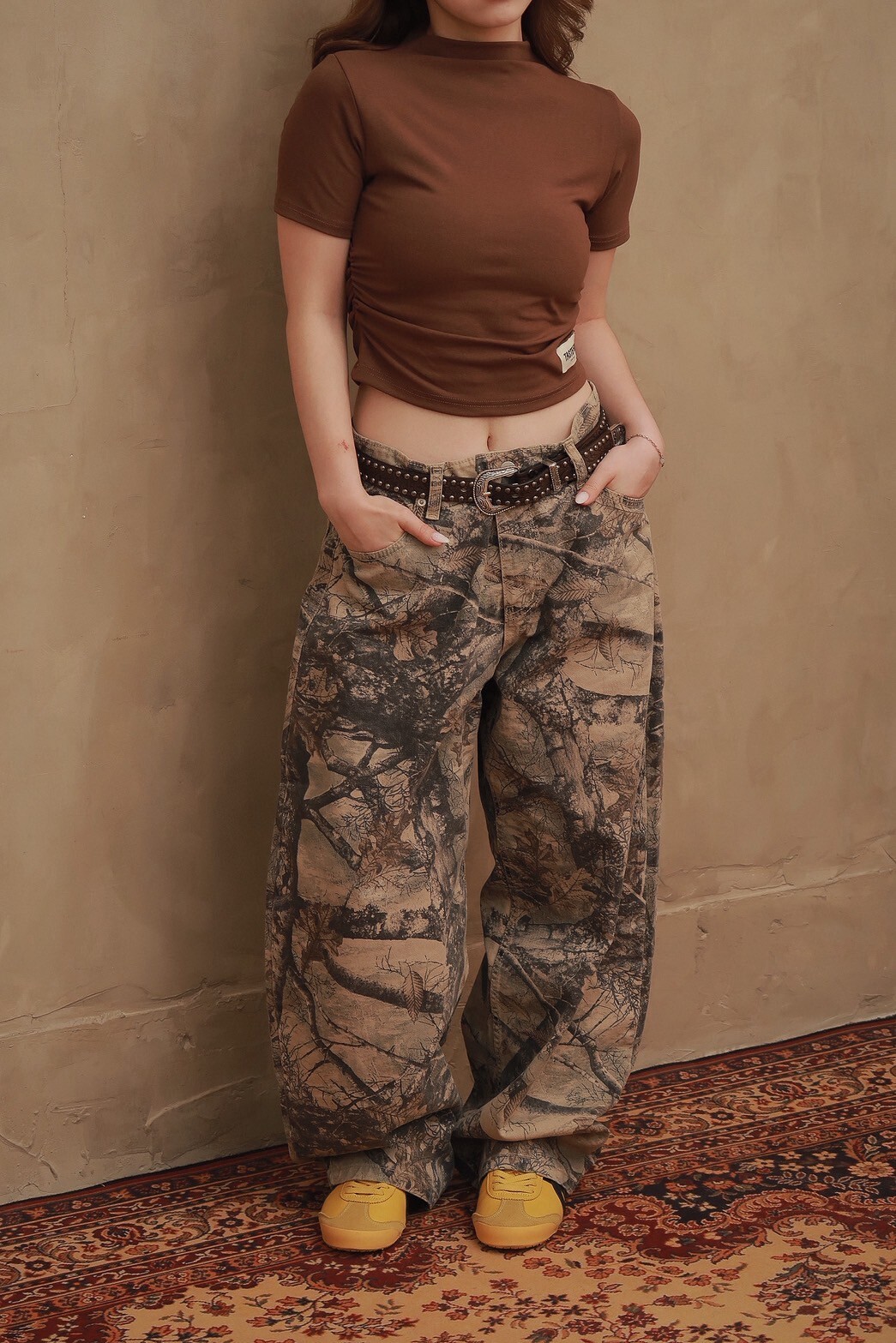 UNUSED 樹紋 寬鬆版型 彎刀褲 長褲 #牛仔褲