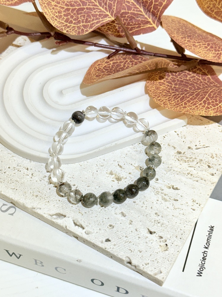 C080-綠幽靈x骨幹x白水晶手鍊【預購】