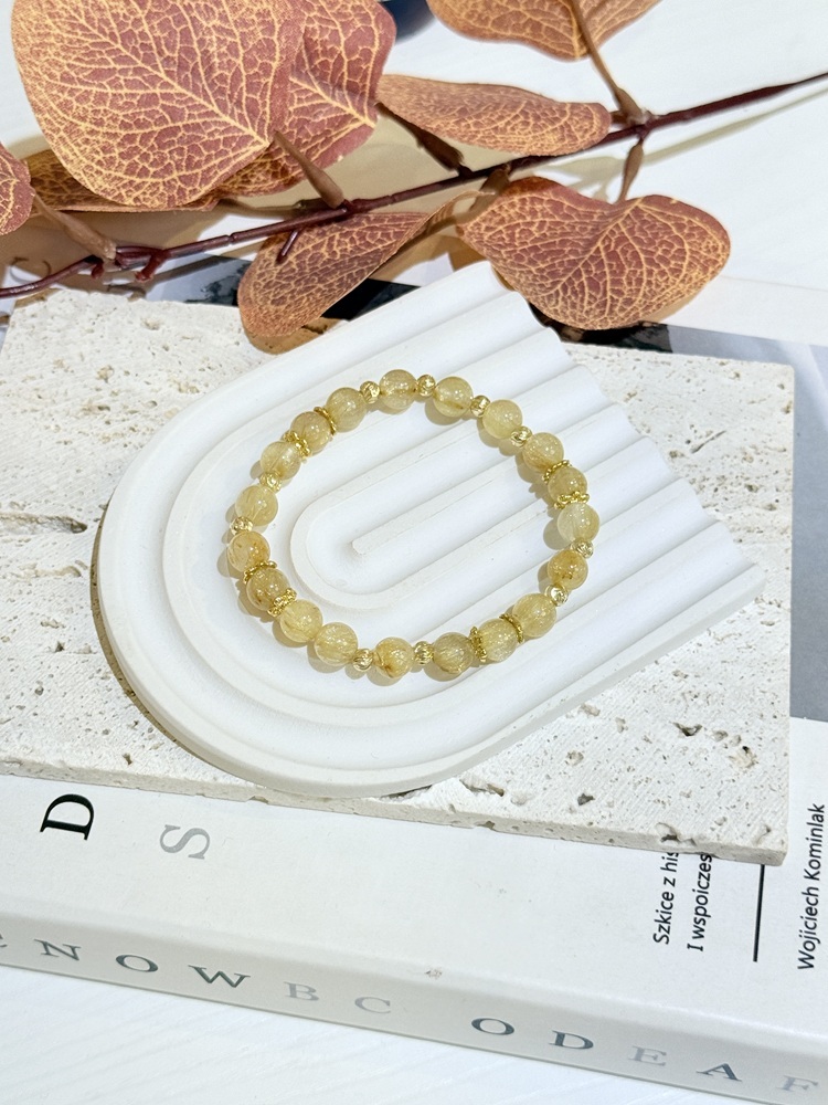 C078-金鈦晶手鍊7mm｜財富磁場・能量聚焦・權勢象徵