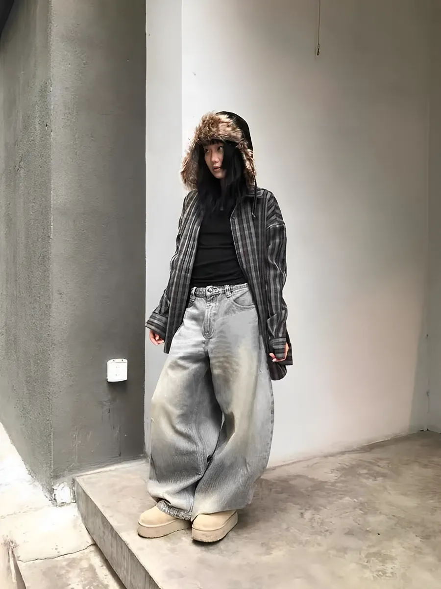 經典 重磅 水洗 彎刀 牛仔 長褲