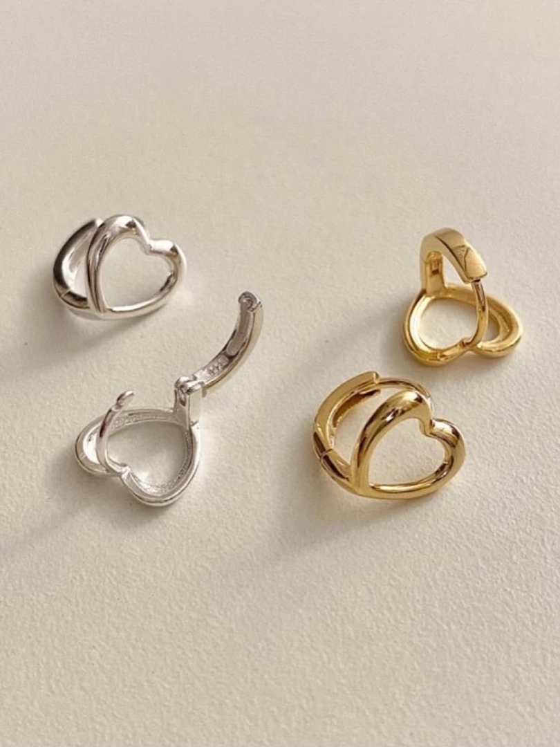 S925 simple heart pierce