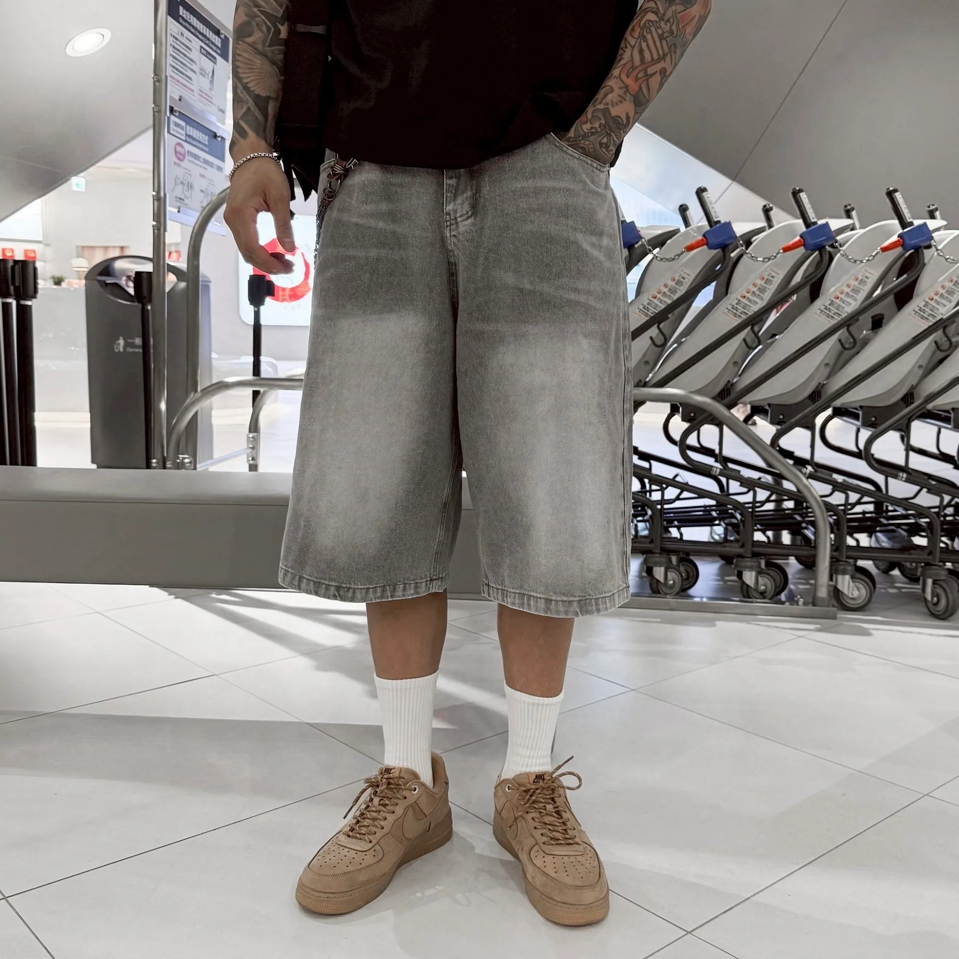 超推薦！街頭 水洗 完美 版型 七分 牛仔 短褲