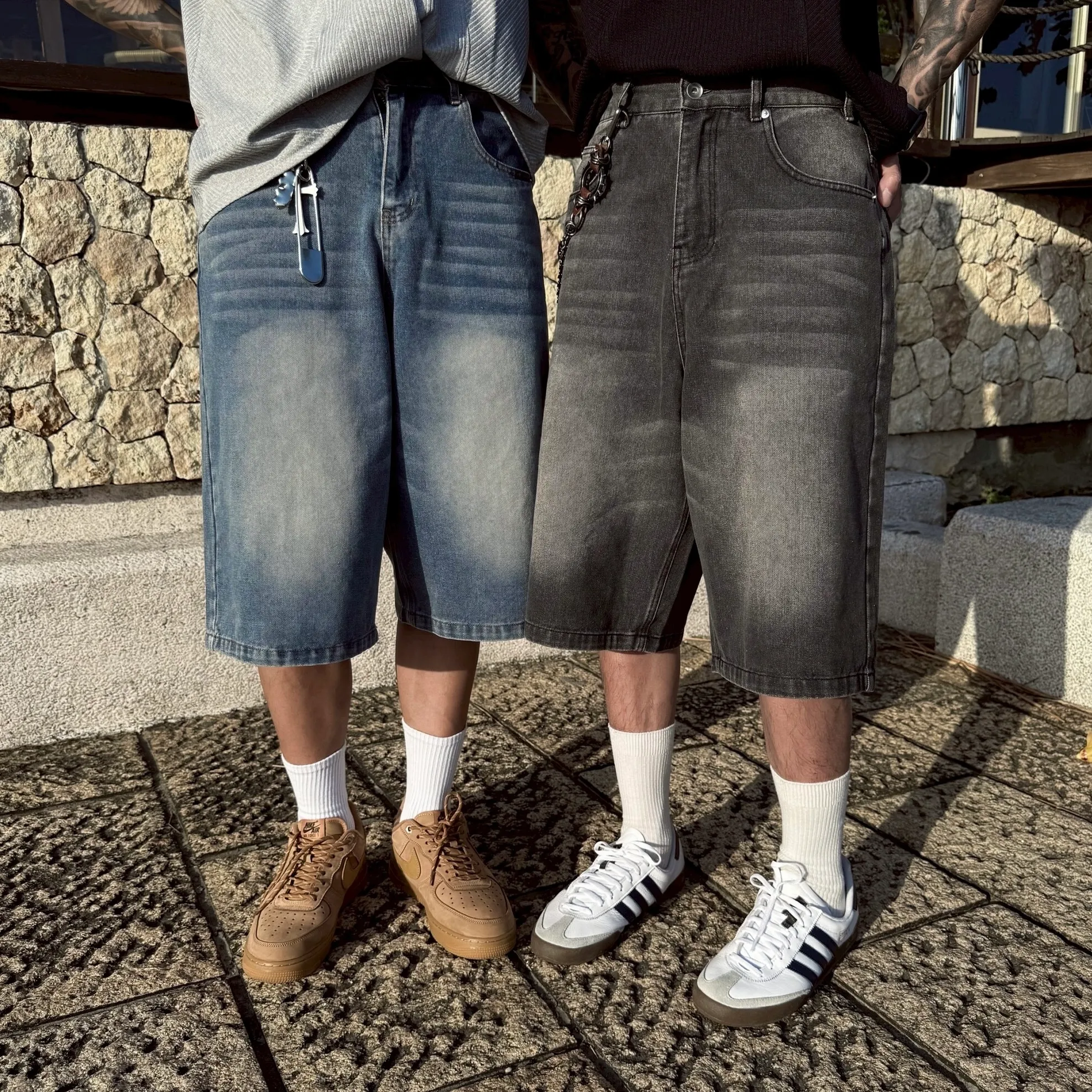 超推薦！街頭 水洗 完美 版型 七分 牛仔 短褲