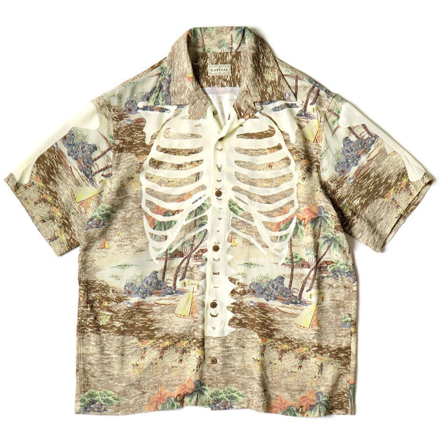 2025AW KAPITAL Rayon Kamehameha BONE pt Aloha Shirt 骨頭 花卉 短袖 夏威夷 襯衫 現貨 EK-1214SSA