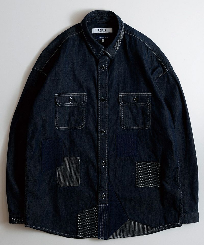 2025AW FDMTL PATCH DENIM SHIRT RINSE 拼接 丹寧 牛仔 襯衫 現貨 FA25/SH33R