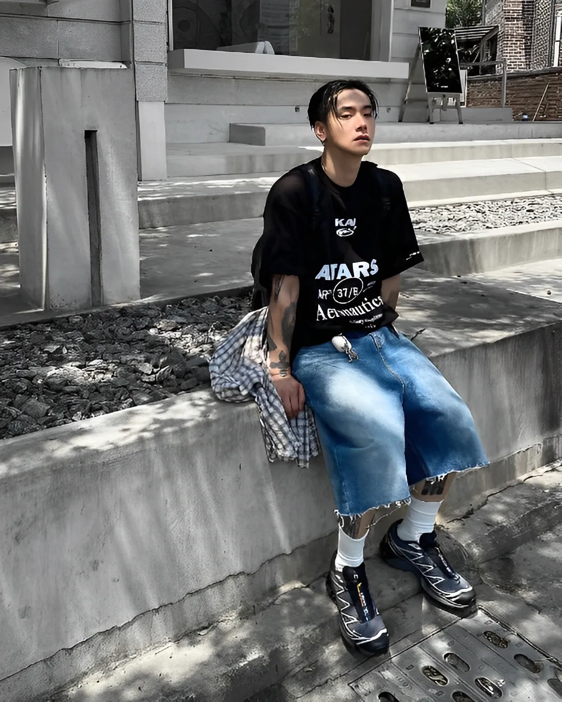 ATARS 航空 設計 寬鬆 落肩 短袖