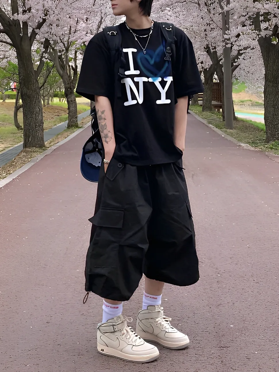 I LOVE NY 英文 設計 寬鬆 落肩 短袖