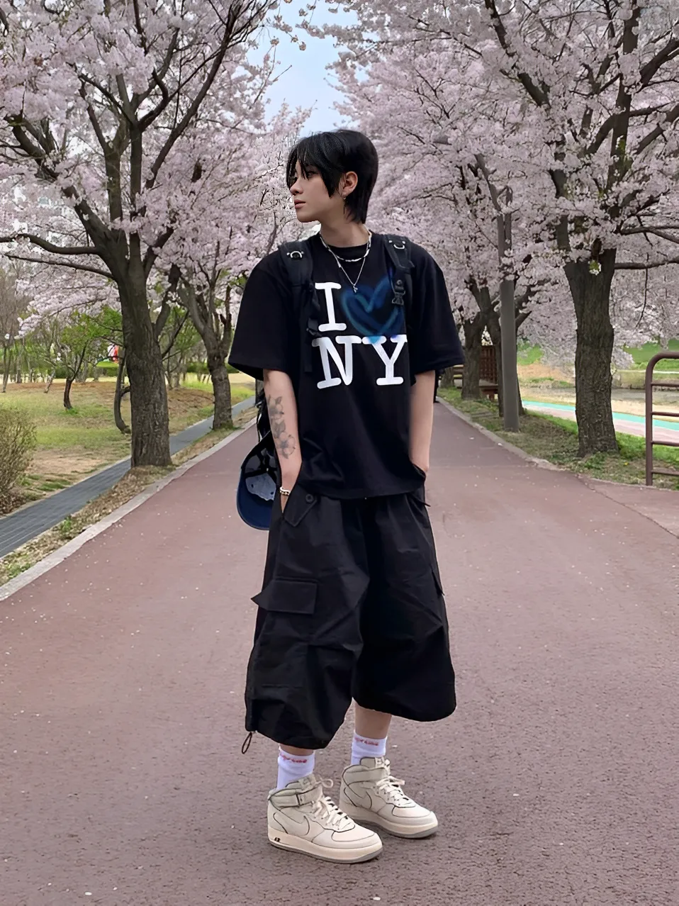 I LOVE NY 英文 設計 寬鬆 落肩 短袖