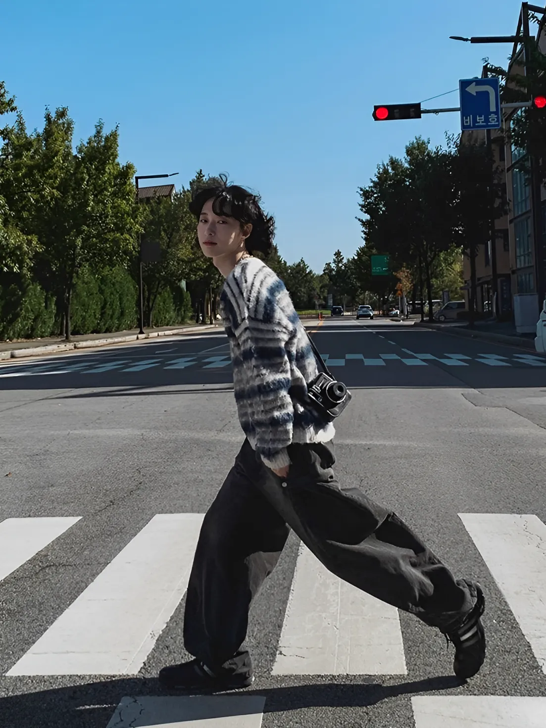 2色 闊腿 寬鬆 落地 直筒 牛仔 長褲