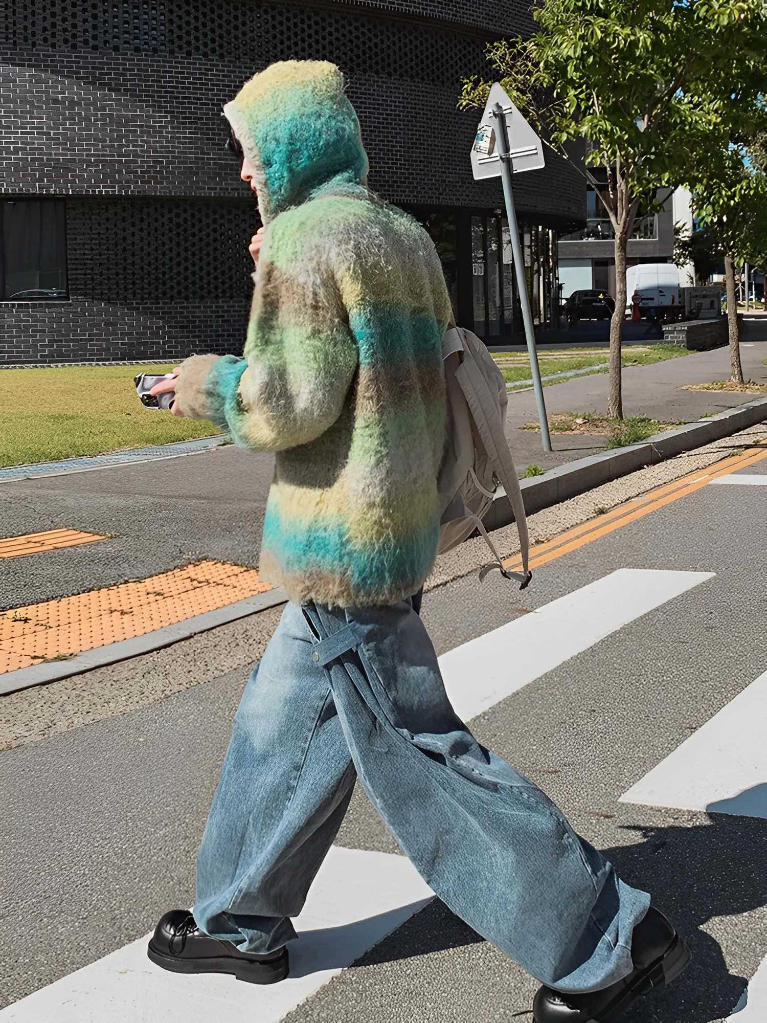 2色 闊腿 寬鬆 落地 直筒 牛仔 長褲