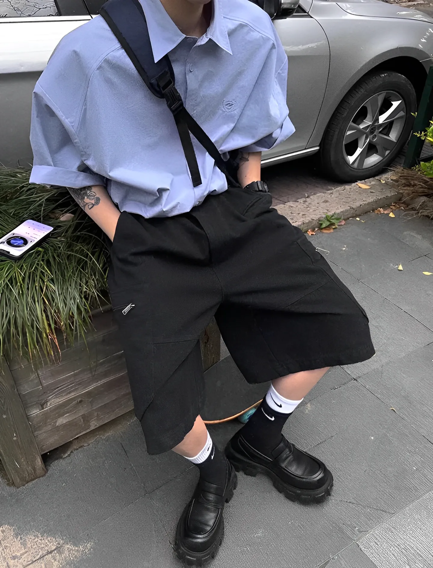 刺繡 CITYBOY 清新 學生 短袖 襯衫