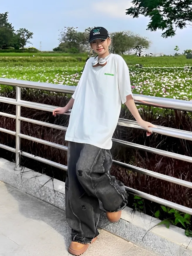 補釘 破壞 彎刀 牛仔 長褲