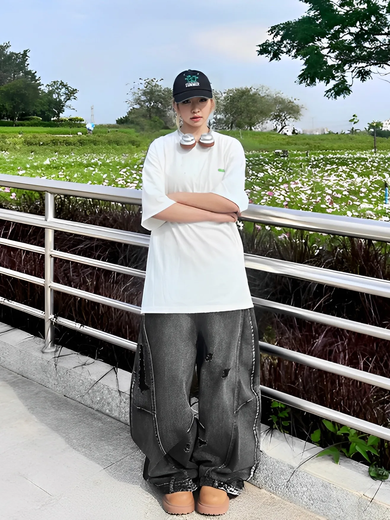 補釘 破壞 彎刀 牛仔 長褲