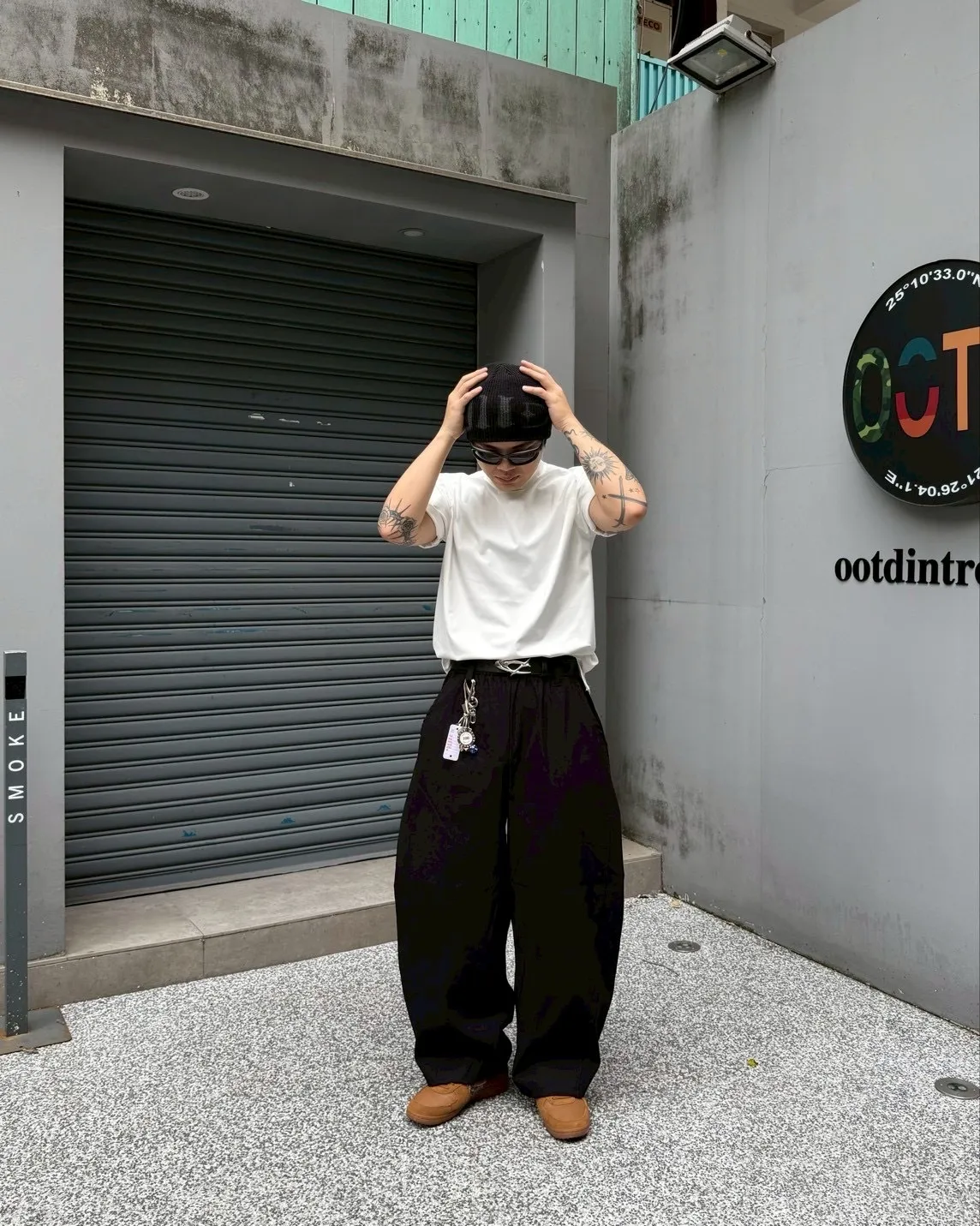 素面 彈力 休閒 彎刀 長褲