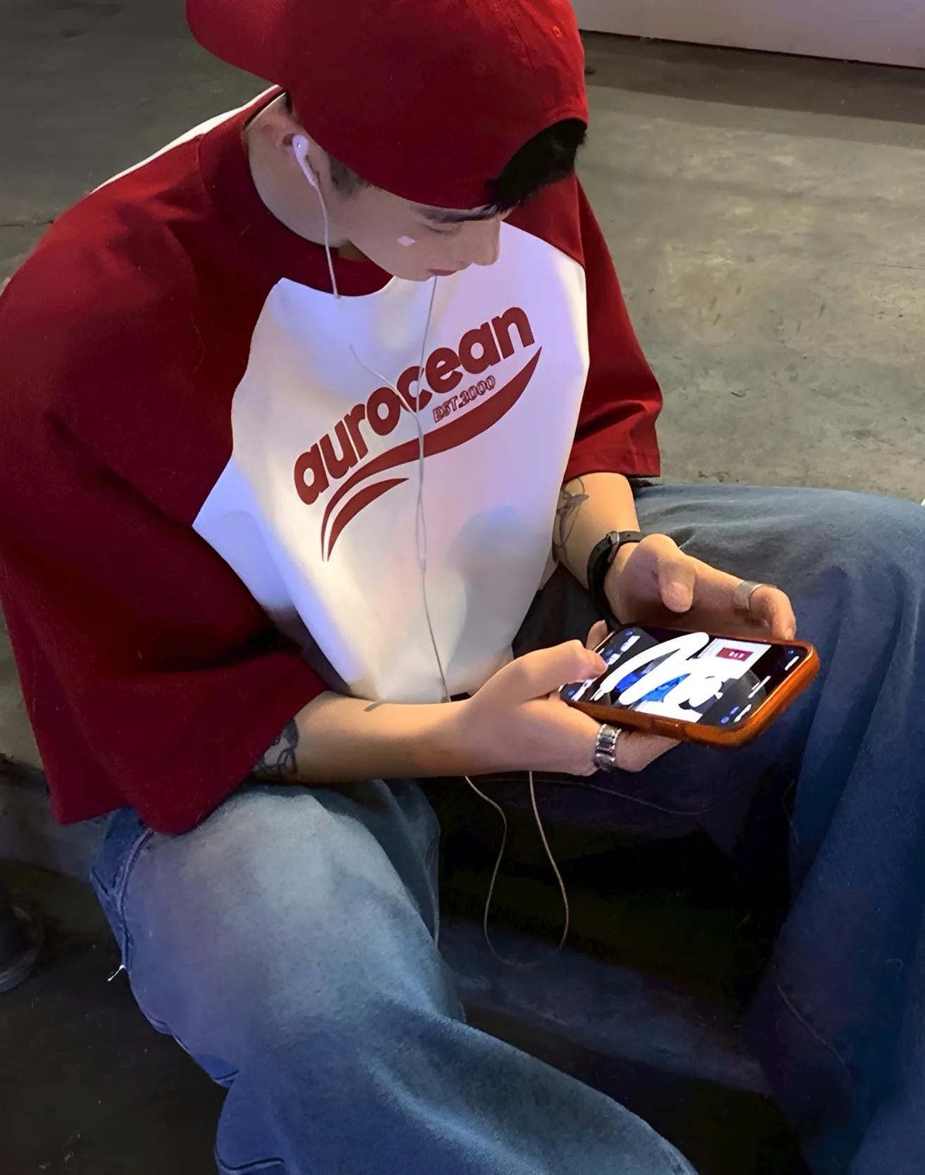 美式 2色 復古 拼接 寬鬆 男女 短袖