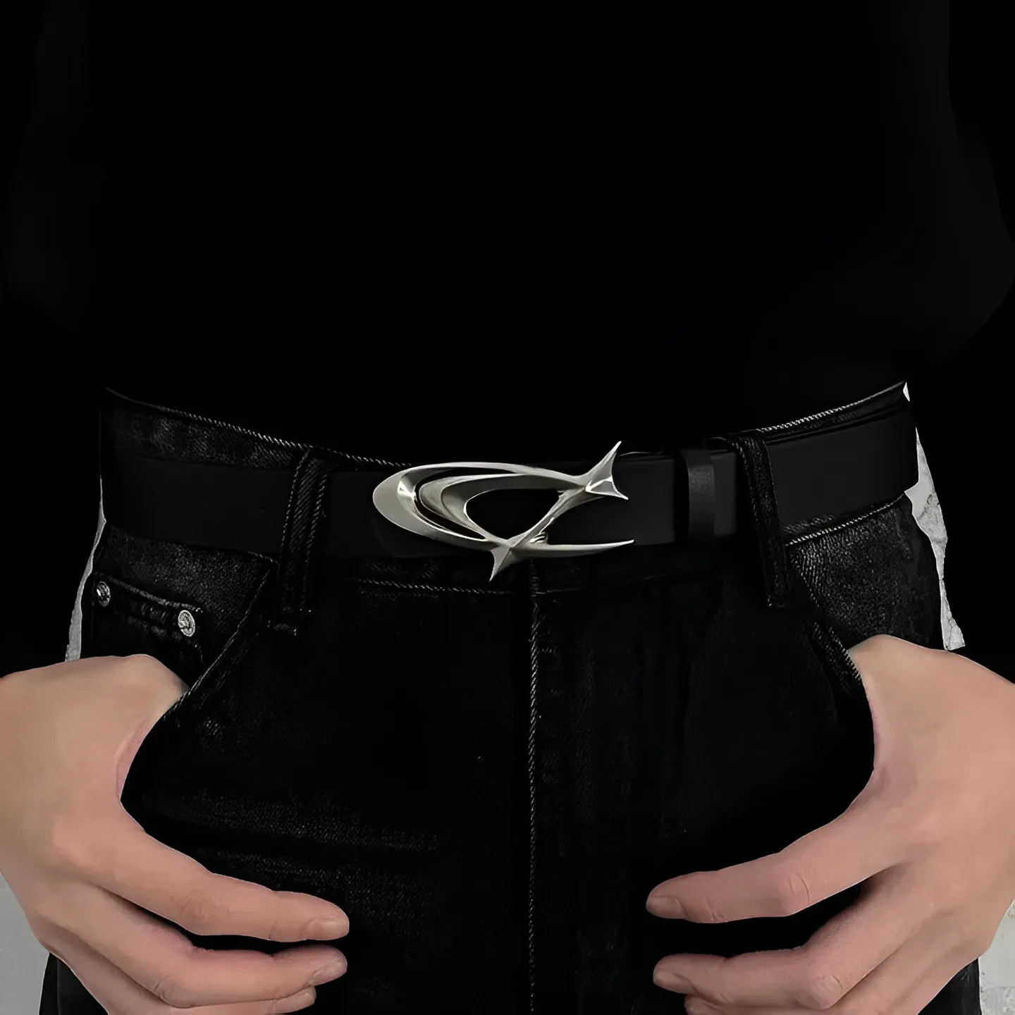 金屬 未來感 殘月 星光 金屬 皮帶