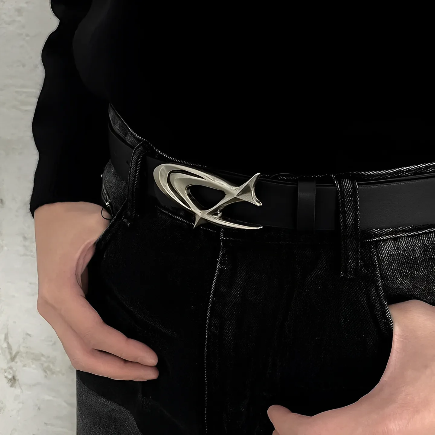 金屬 未來感 殘月 星光 金屬 皮帶