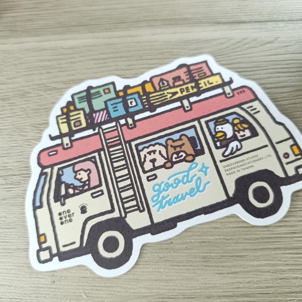 一分之一工作室．動物小車 軋型明信片