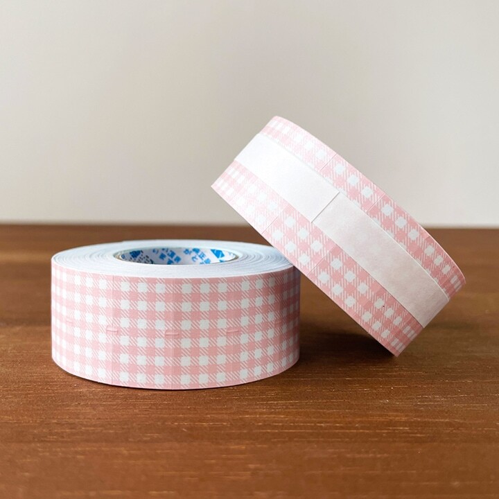 粉色格子 標籤貼紙捲｜日本Stamp Marche