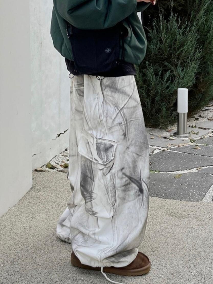 油漆工裝可束腳鬆身褲 P2618