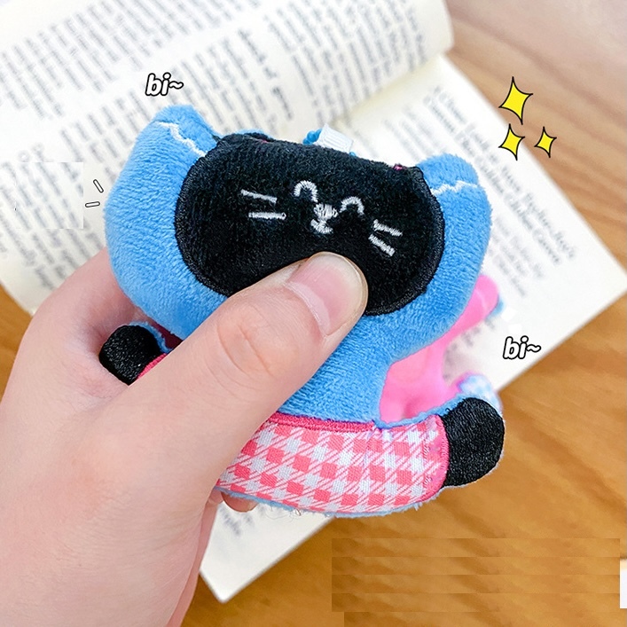 《08215》格紋粉兔子與黑貓咪